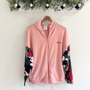 Adidas farm rio campera hooded pink zip up hoodie sweatshirt Small KS